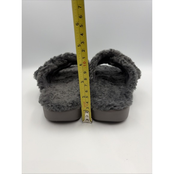 Alegria Chillery Slippers Womens EU 39 US 8.5 Dark Gray Faux Fur 2 Strap Comfy - Picture 8 of 12